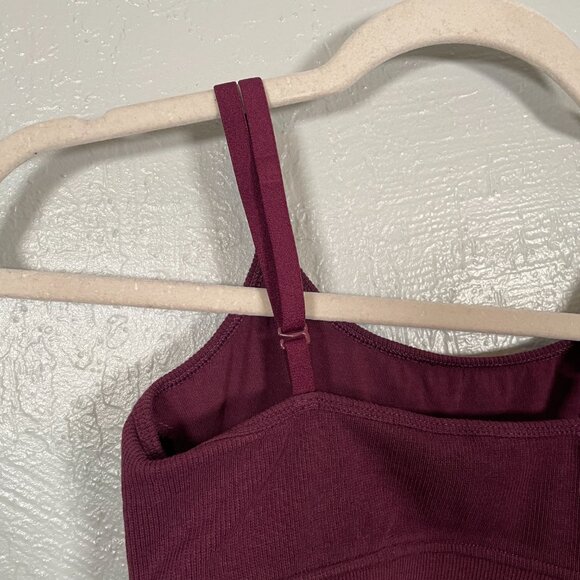TomboyX Women S Maroon Red Purple Ribbed Bralette Organic Cotton Adjustable - Picture 6 of 7
